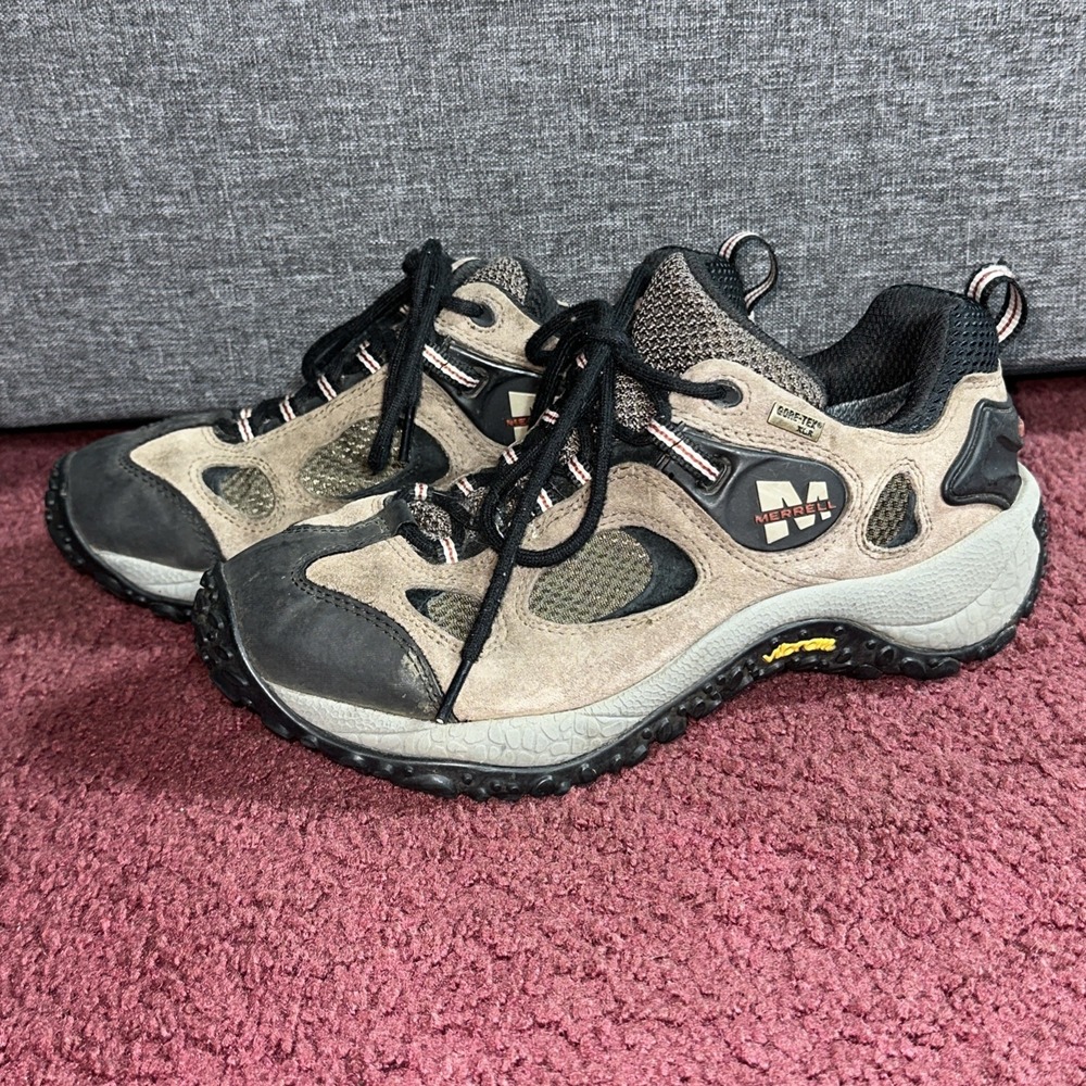 Merrell Gore-Tex XCR Low Gunsmoke Vibram Trail Hiking Shoes Men's 8.5 Brown